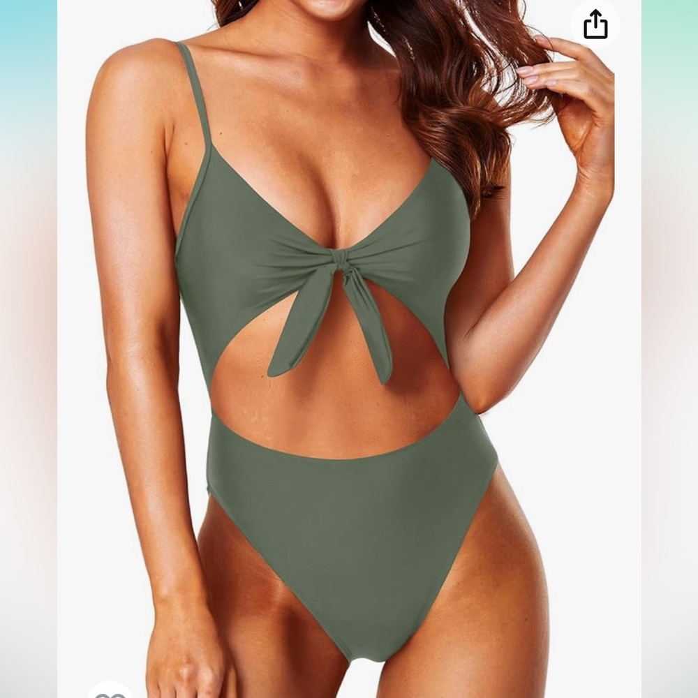 Women’s small green cutout monokini